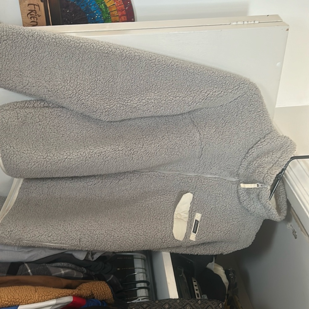 North face gray fluffy jacket
